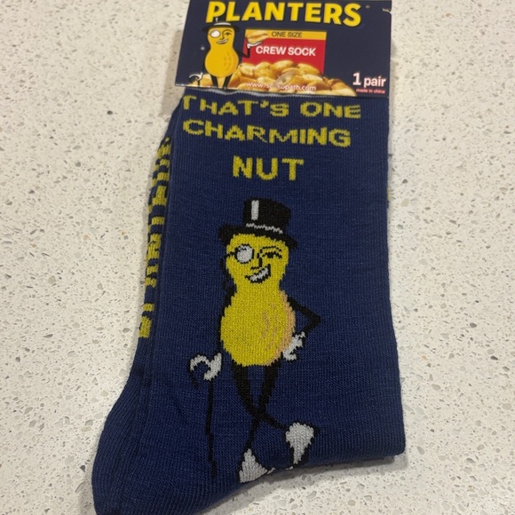Blue and Black Planters peanut Crew Socks - Picture 6 of 7